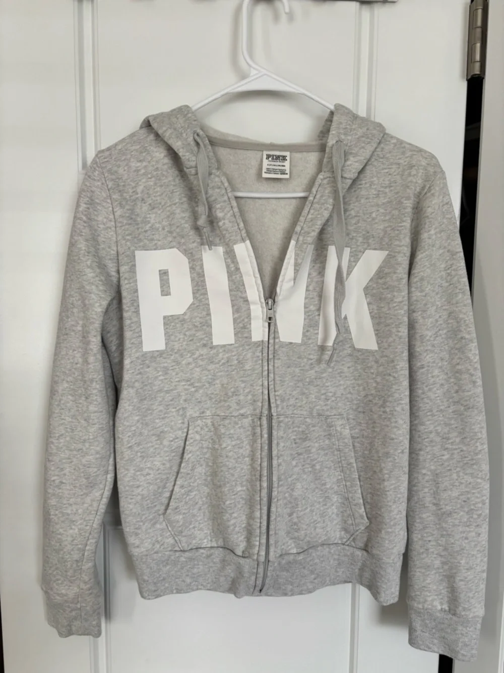 PINK Gray Fleece Zip Up Jacket - Picture 2 of 5